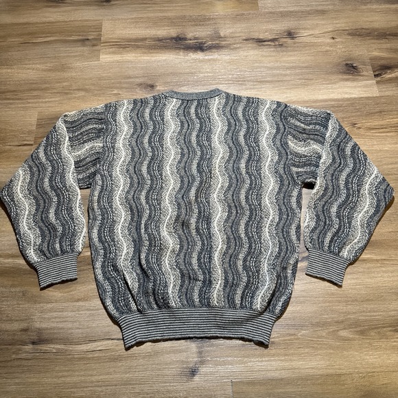 Vintage Tricots St Raphael MEDIUM Wool Blend Pullover Sweater Wavy Coogi Style M - Picture 13 of 16
